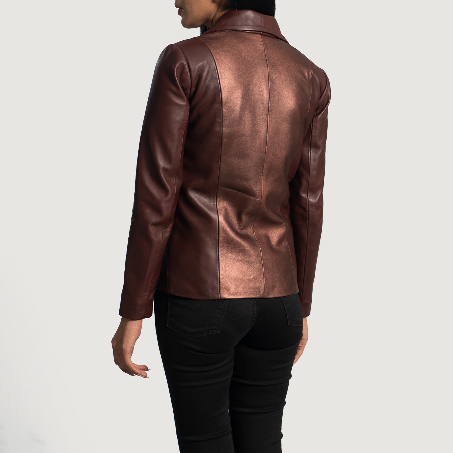 Ruby Metallic Leather Blazer