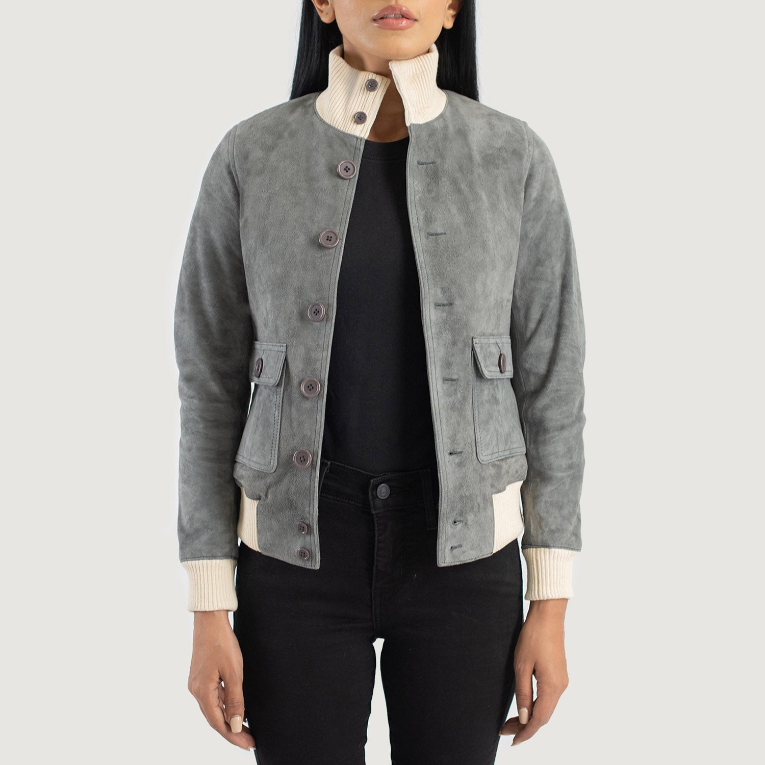 Sasha A1 Suede Bomber Leather Jacket