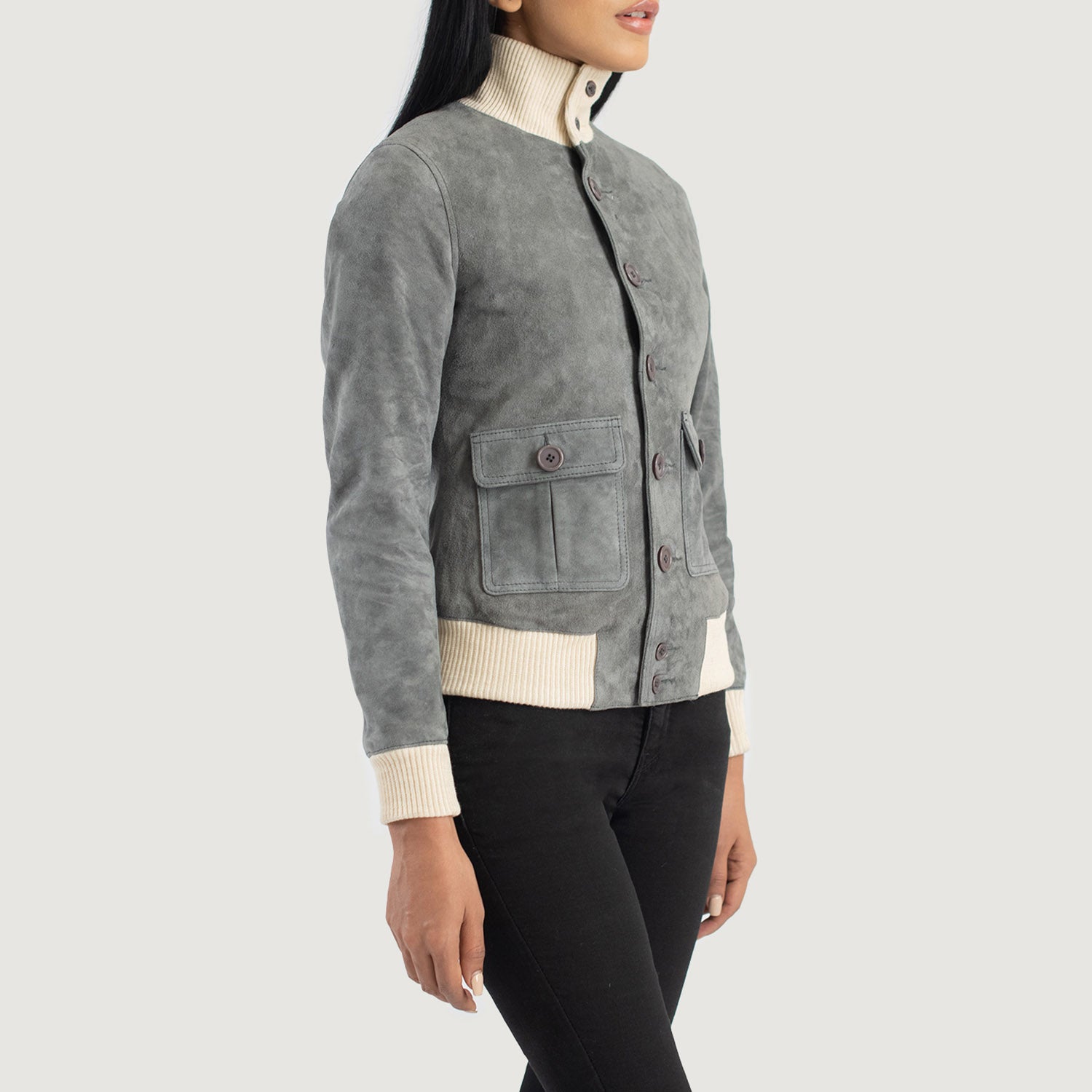 Sasha A1 Suede Bomber Leather Jacket