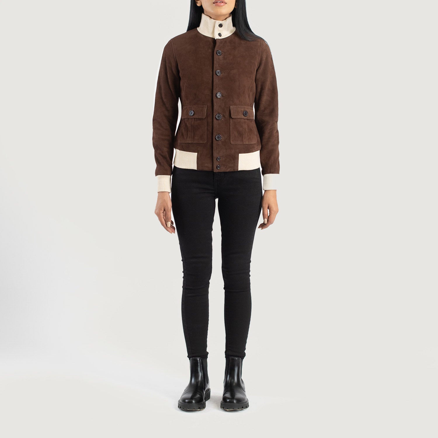 Sasha A1 Suede Bomber Leather Jacket