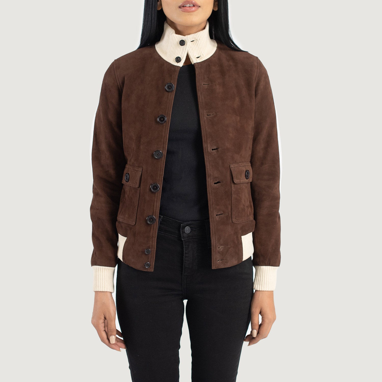 Sasha A1 Suede Bomber Leather Jacket