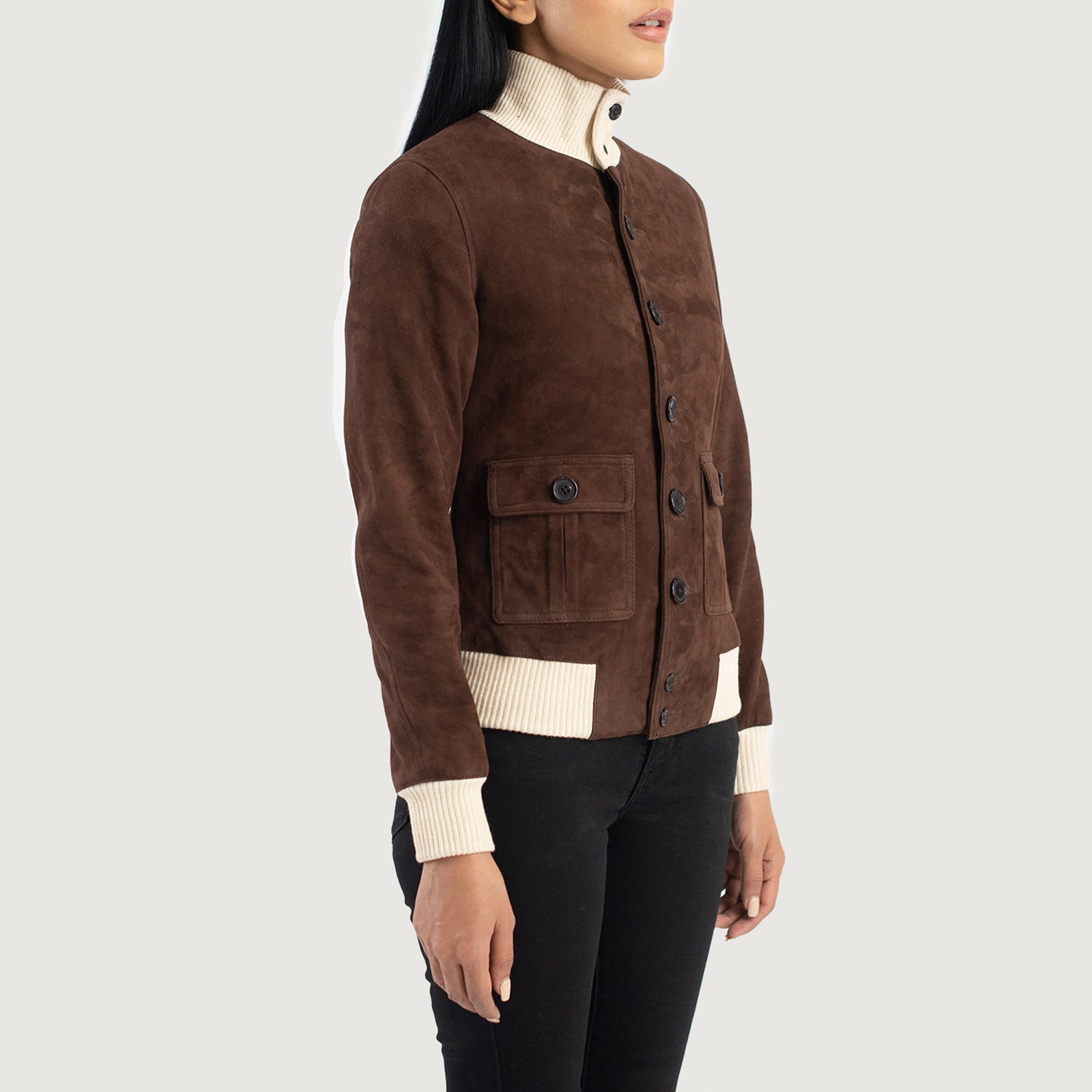 Sasha A1 Suede Bomber Leather Jacket