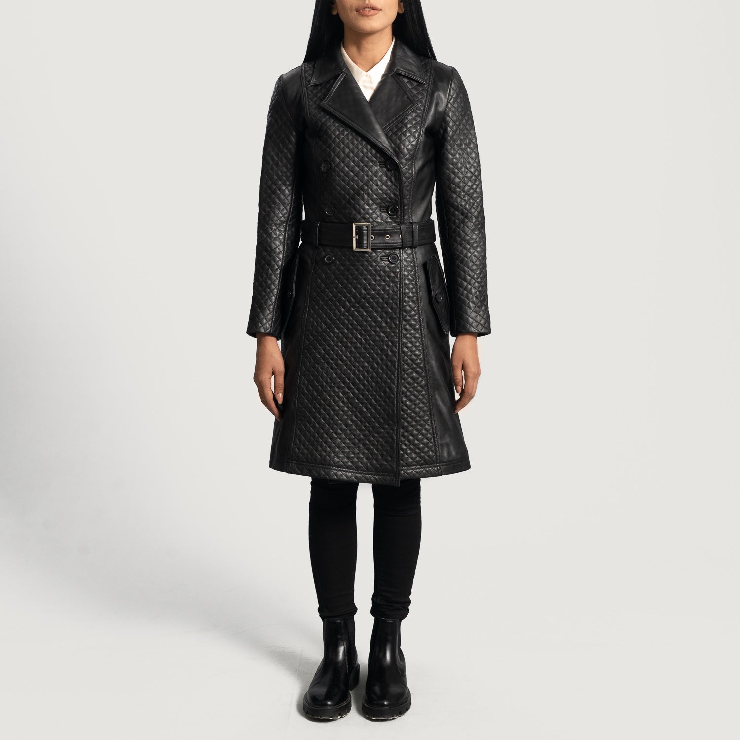 Sweet Susan Trench Leather Long Coat
