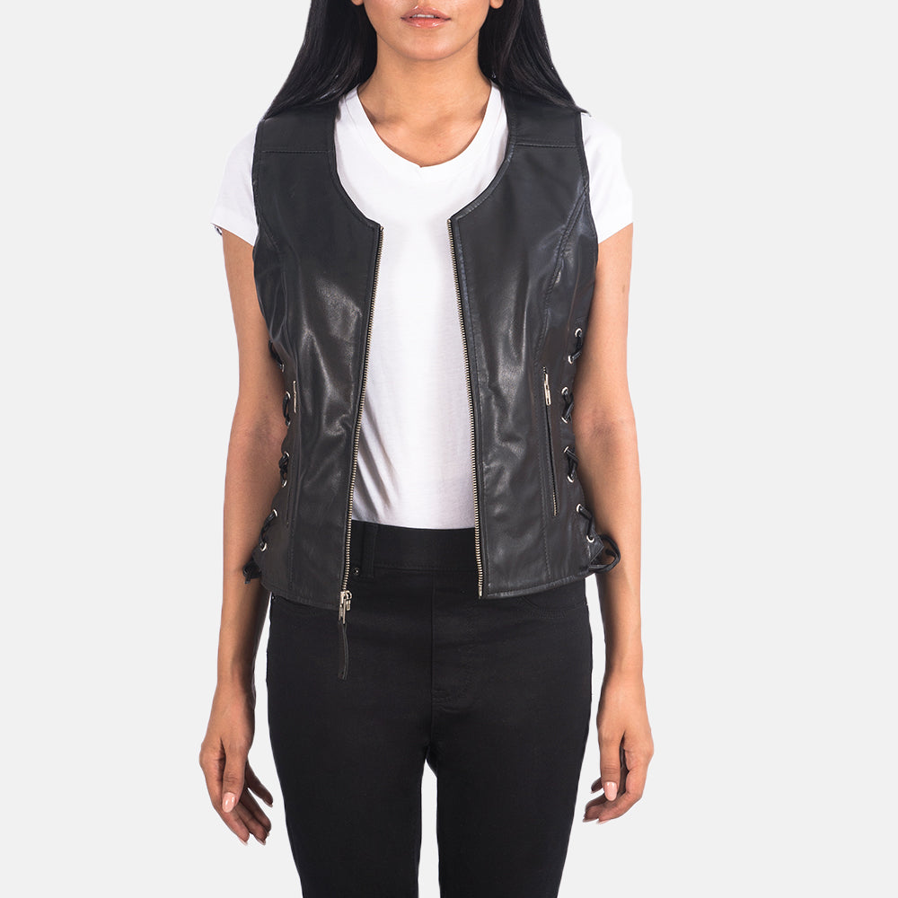 Vanda Biker Leather Vest For Women