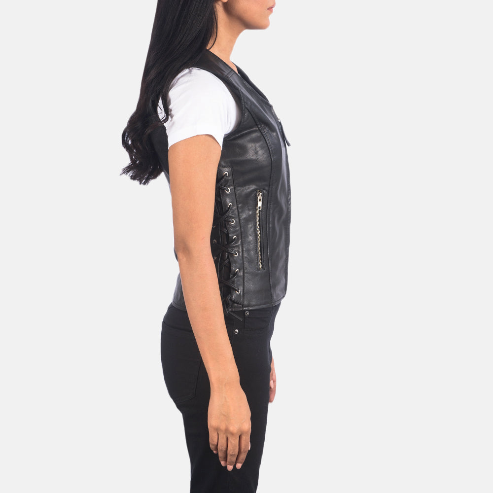 Vanda Biker Leather Vest For Women