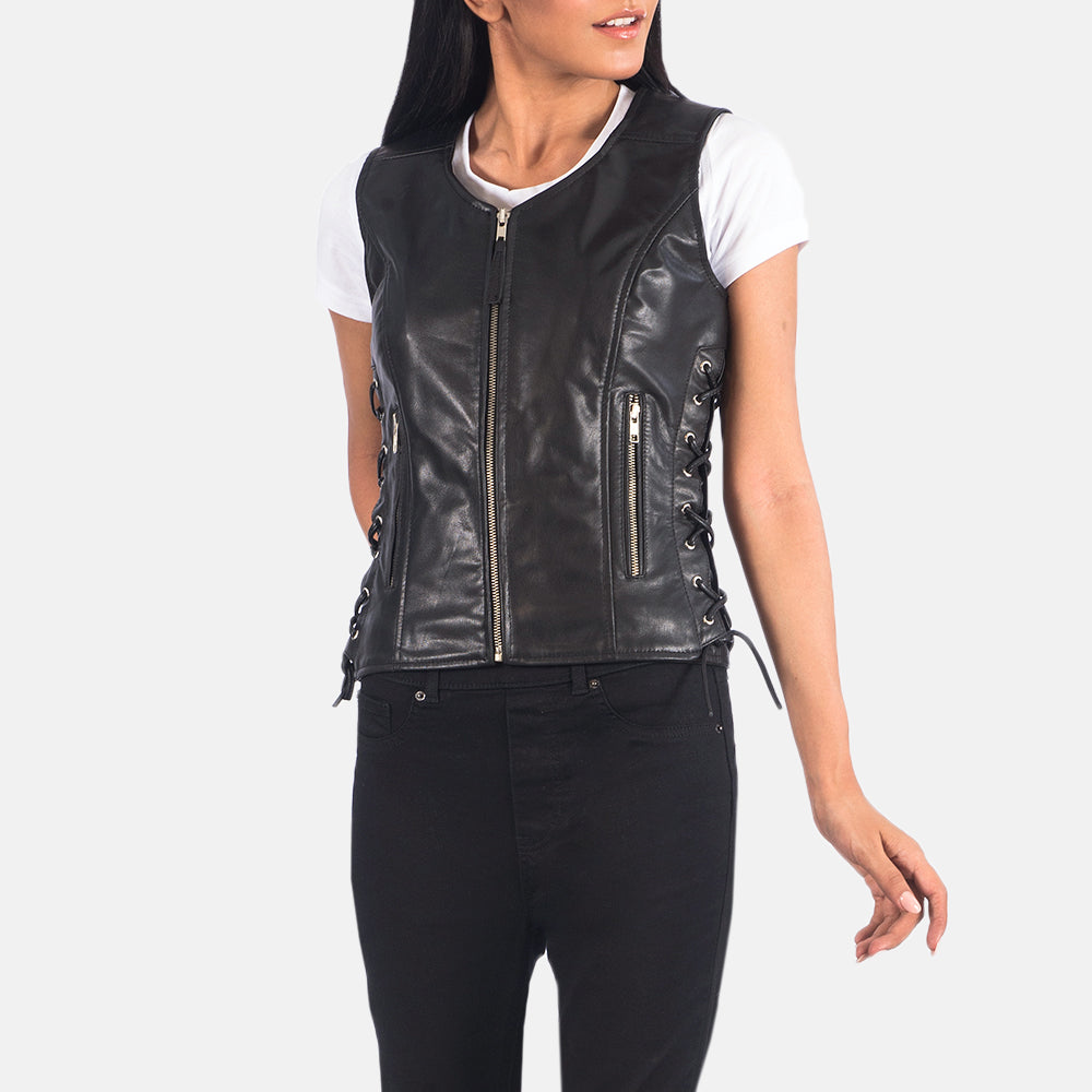 Vanda Biker Leather Vest For Women