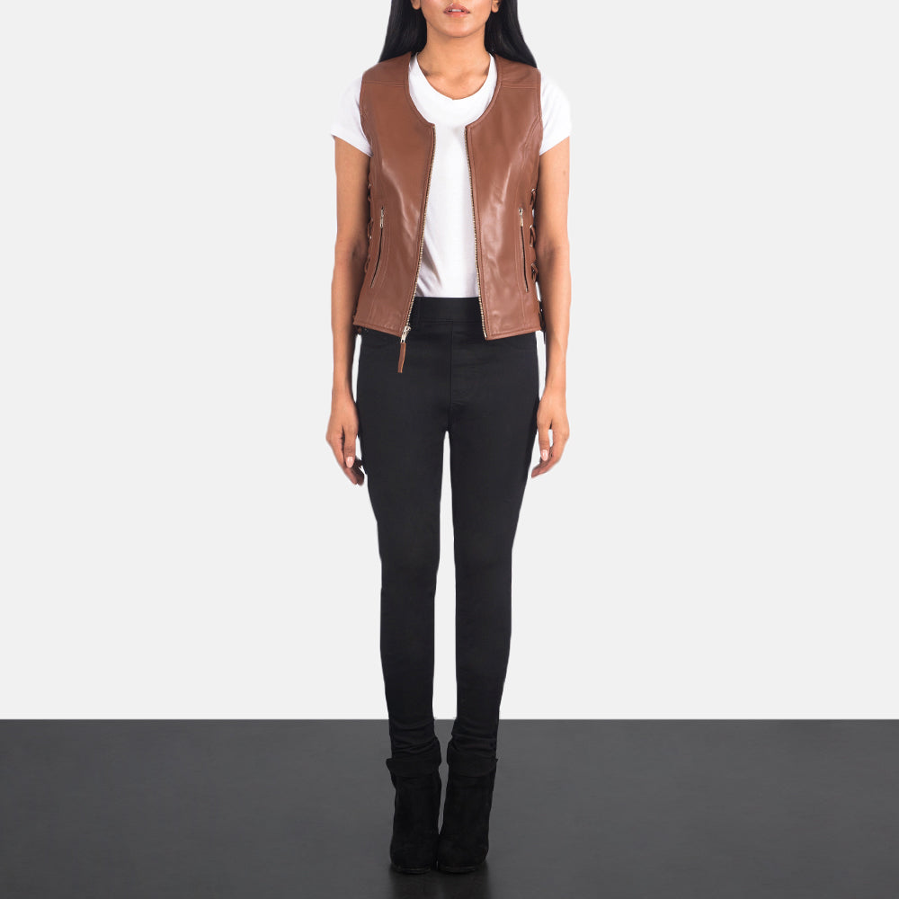 Vanda Biker Leather Vest For Women