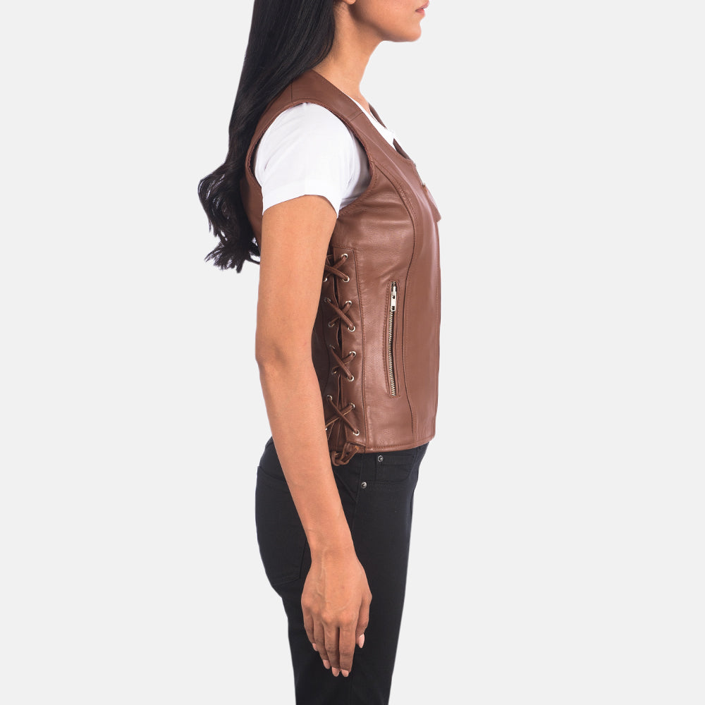 Vanda Biker Leather Vest For Women