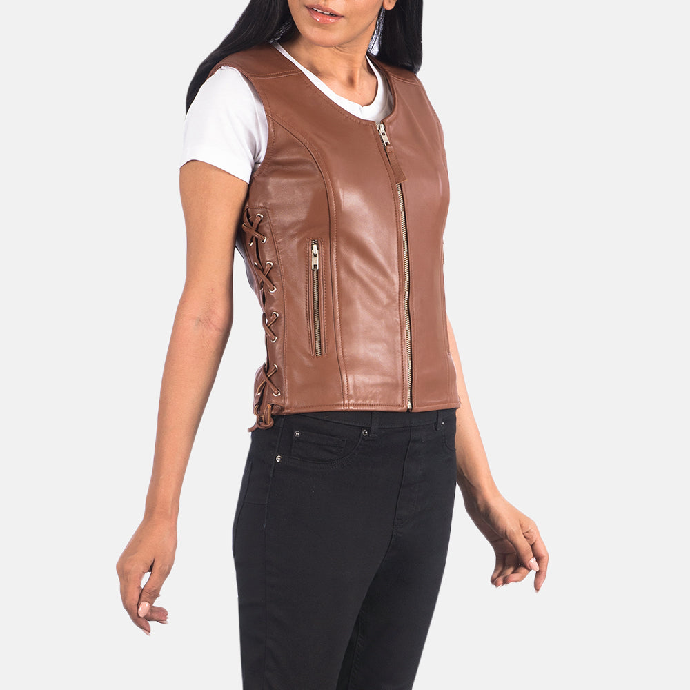 Vanda Biker Leather Vest For Women