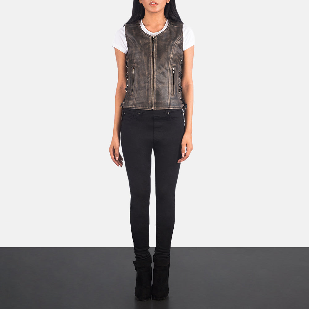 Vanda Biker Leather Vest For Women