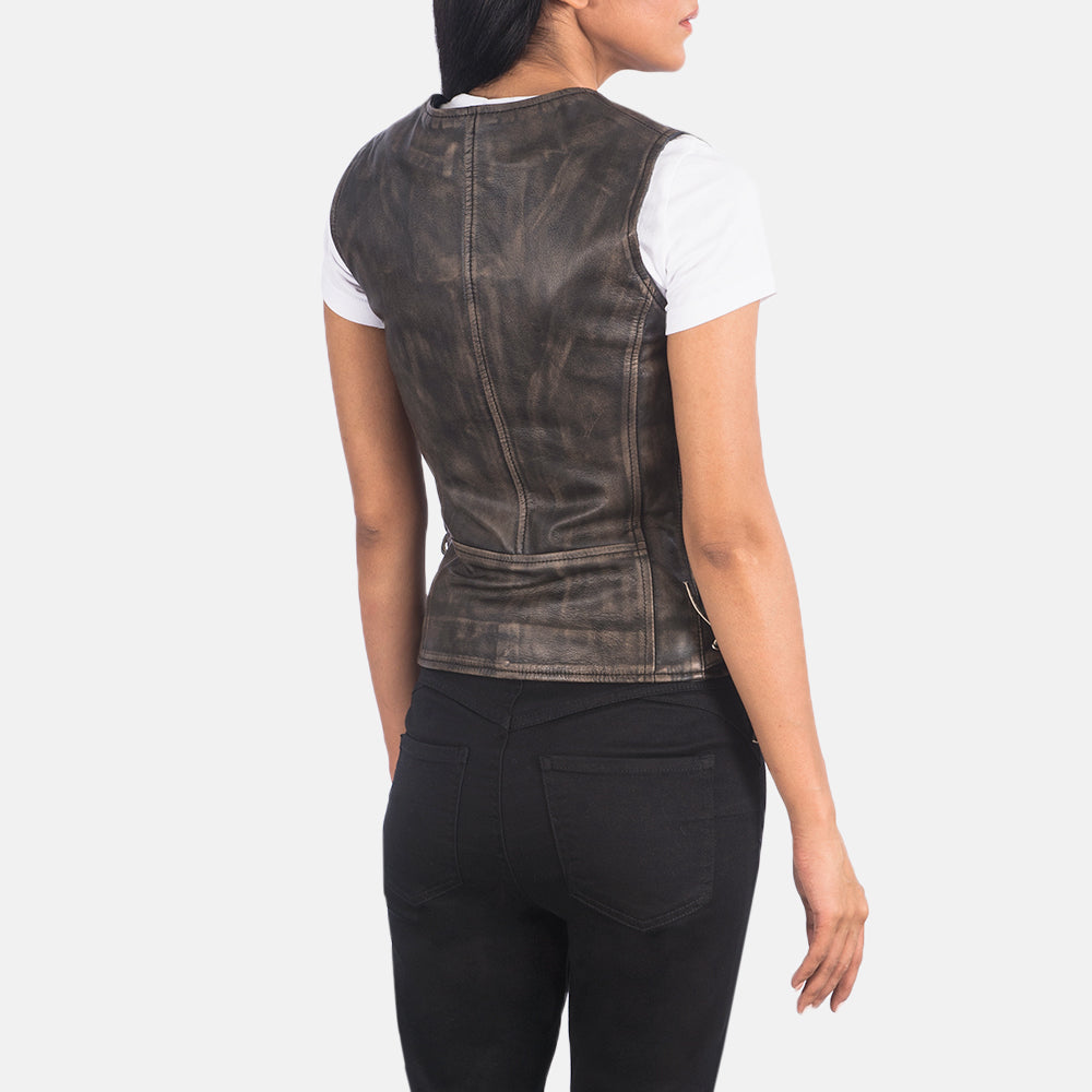 Vanda Biker Leather Vest For Women