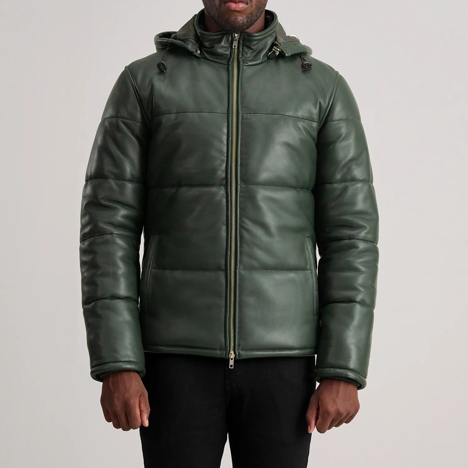 Gordon Hooded Leather Puffer Jacket
