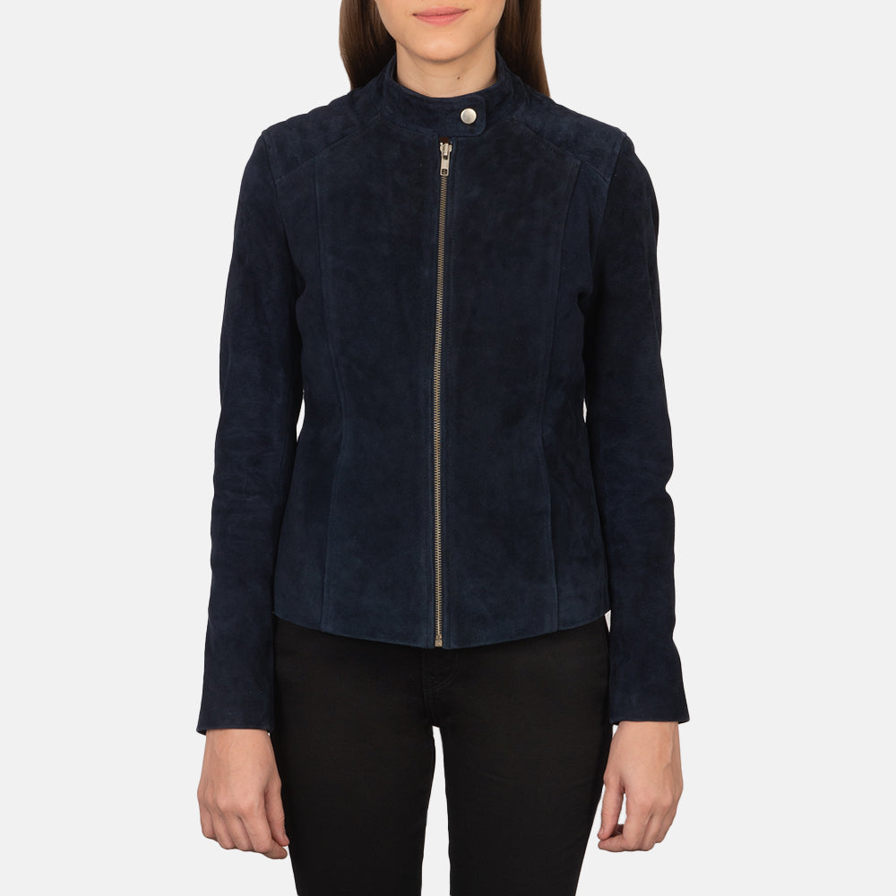 Kelsee Suede Bomber Leather Jacket