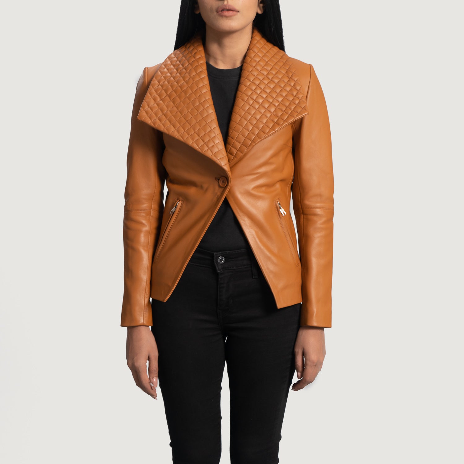 Lee Tan Leather Blazer