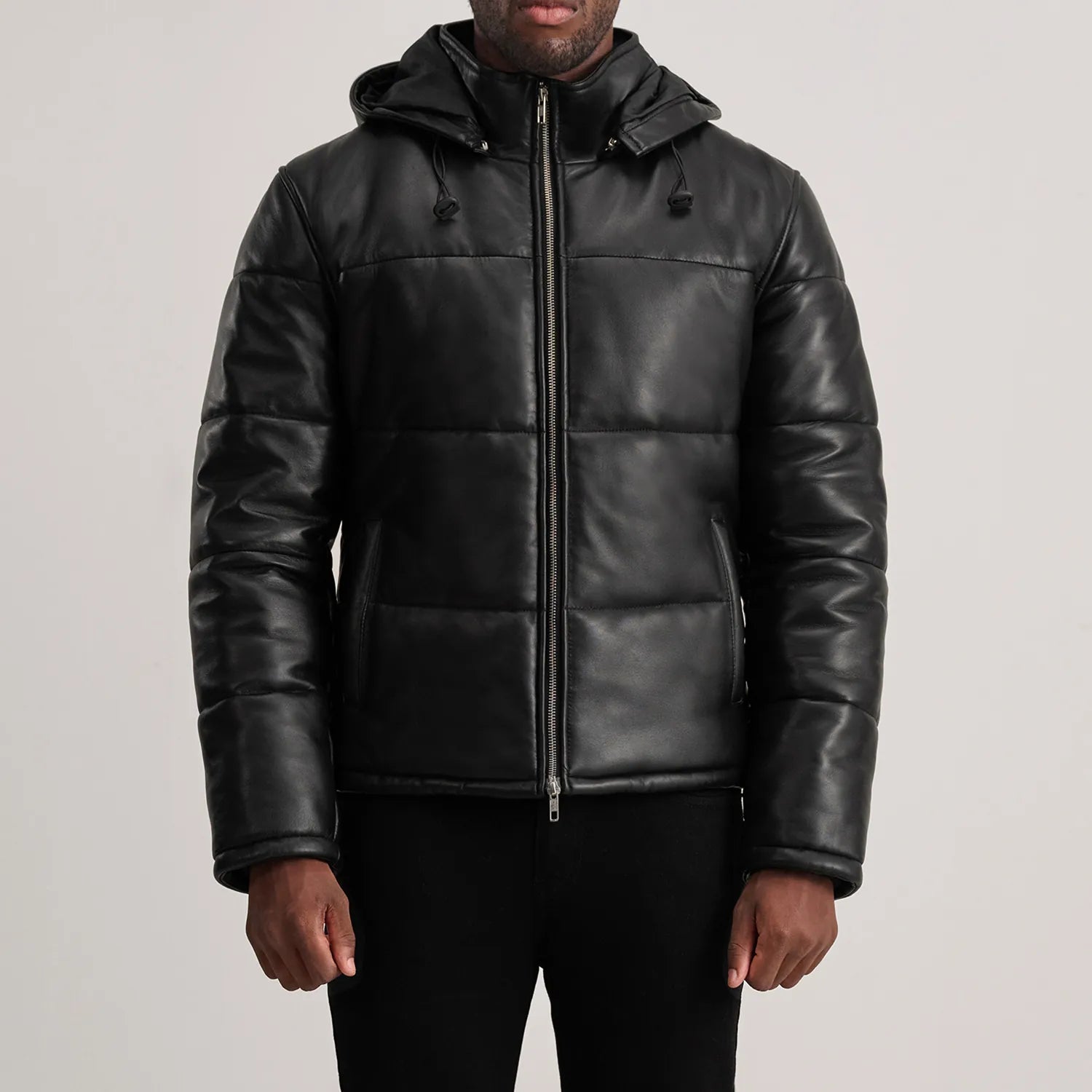 Gordon Hooded Leather Puffer Jacket