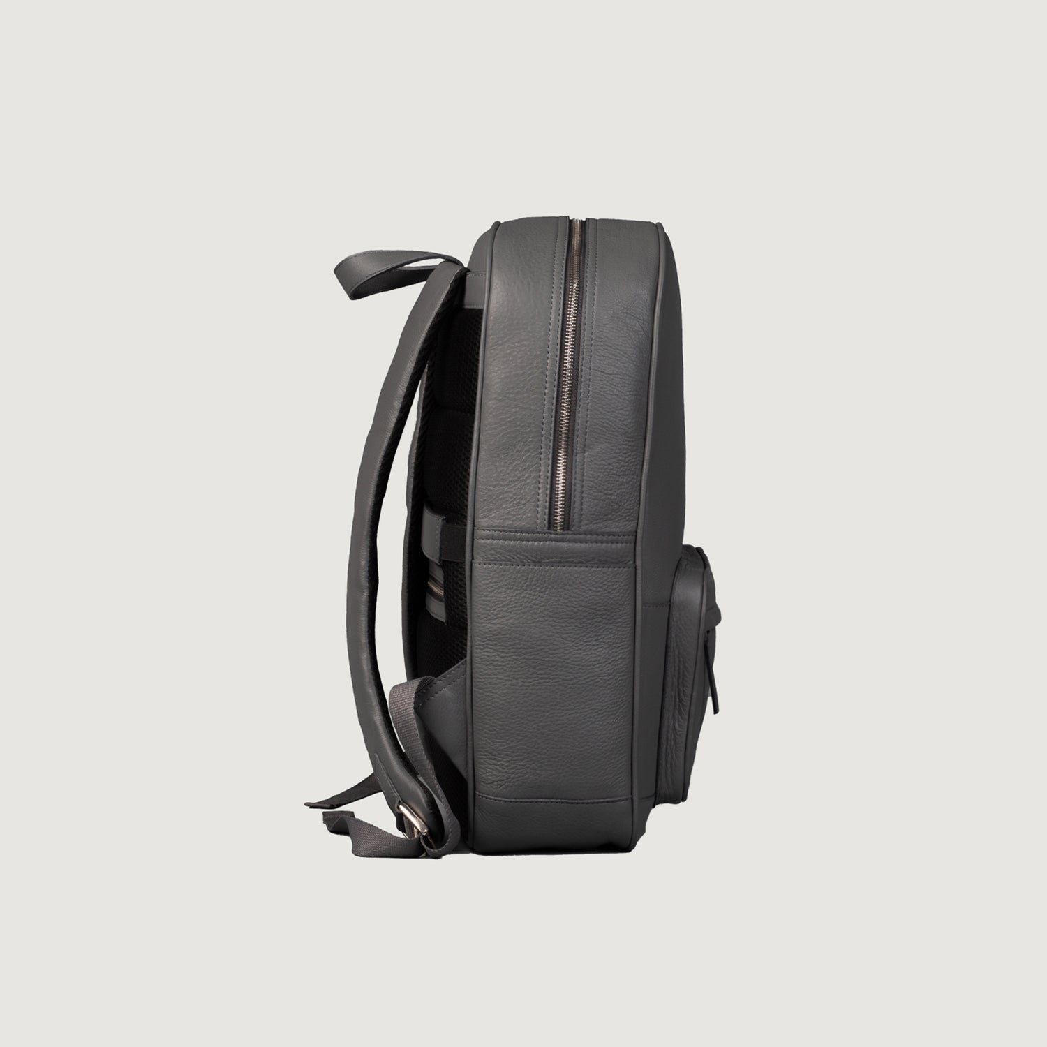 Gray Leather Backpack