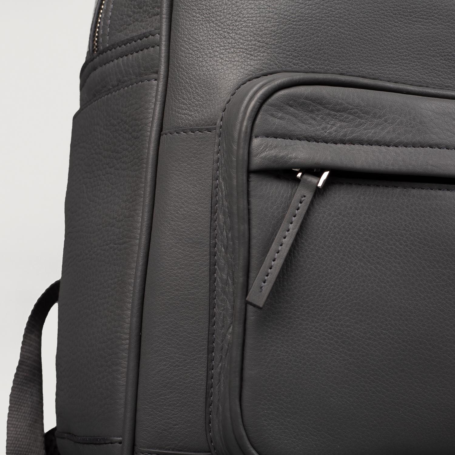 Gray Leather Backpack