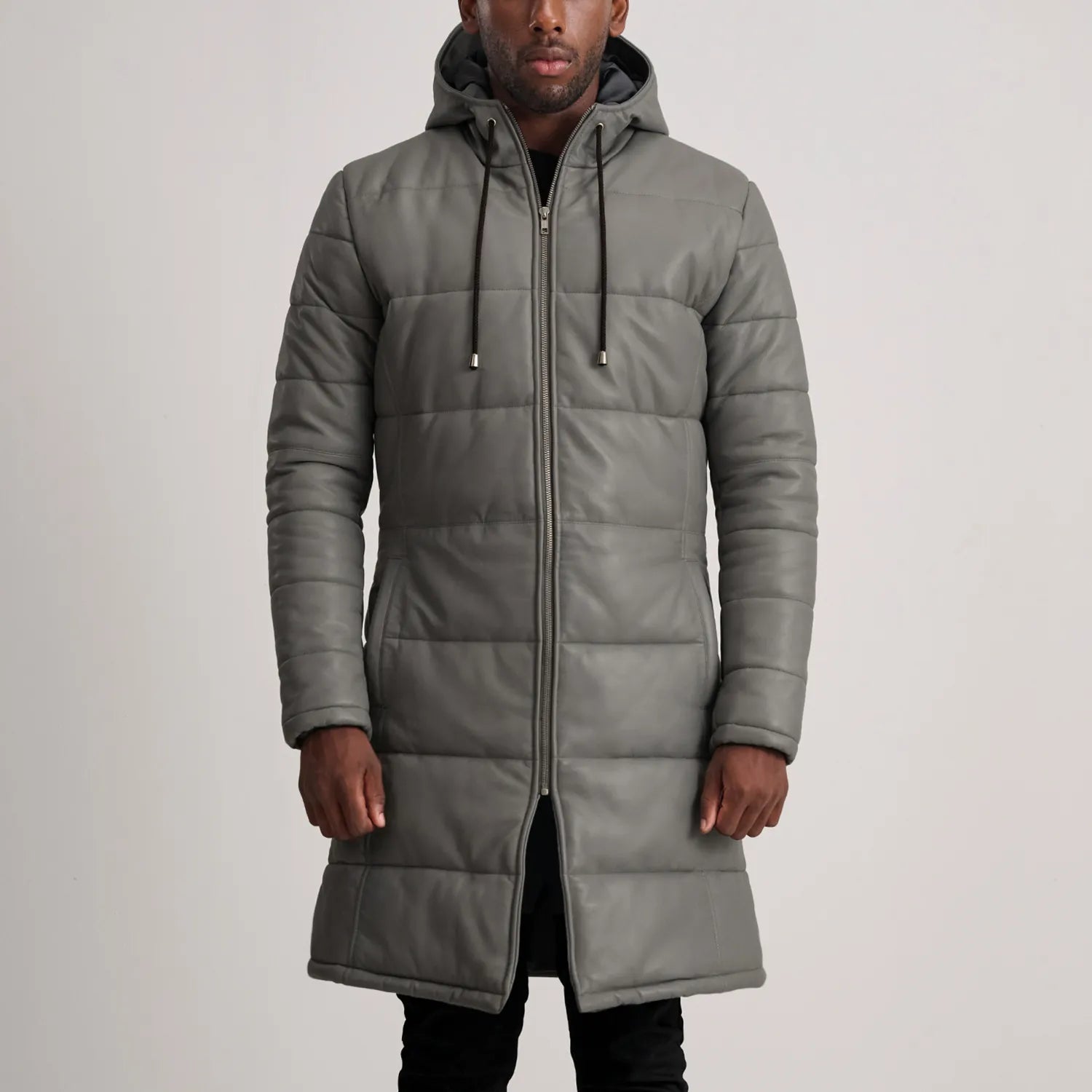 Floyd Hooded Leather Puffer Coat