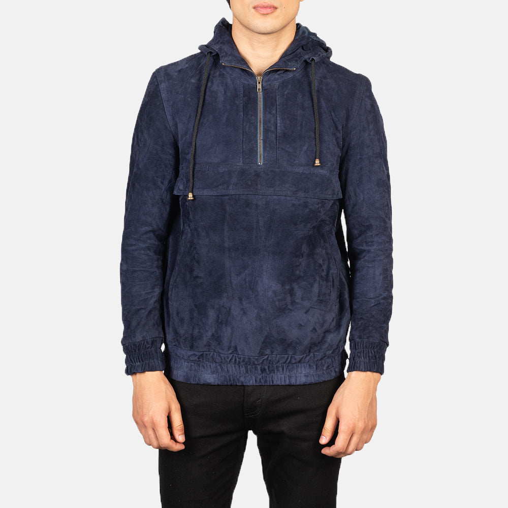 Kenton Hooded Mocha Suede Pullover Jacket
