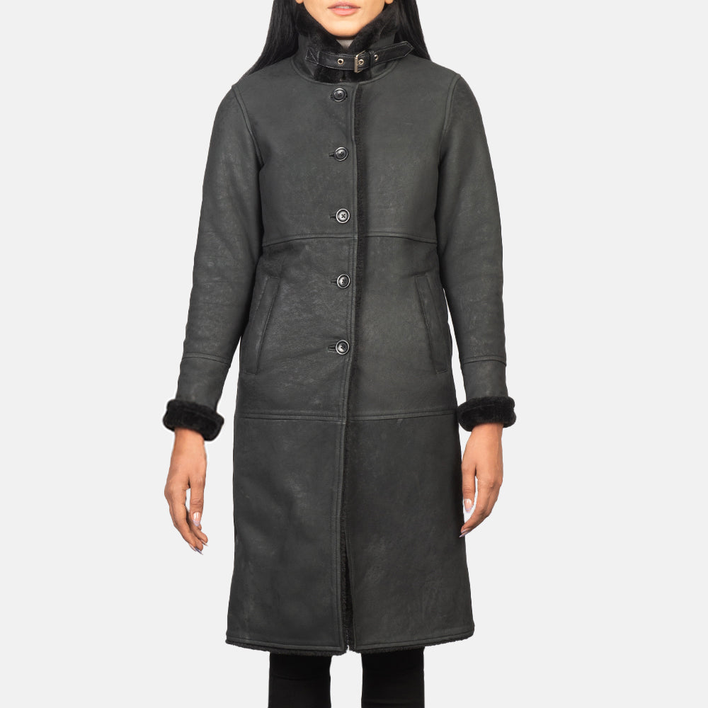 Alina Shearling Leather Coat For Women