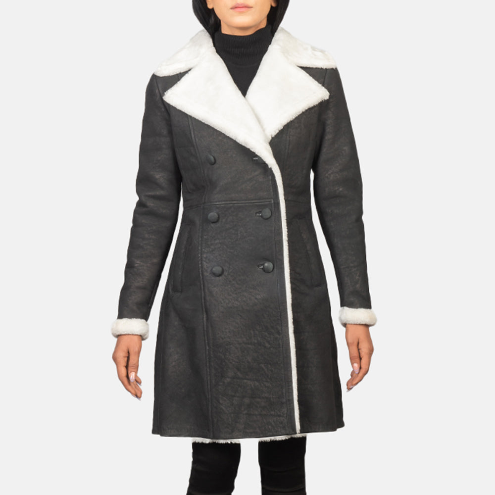 Amie Double Breasted Shearling Coat For Women