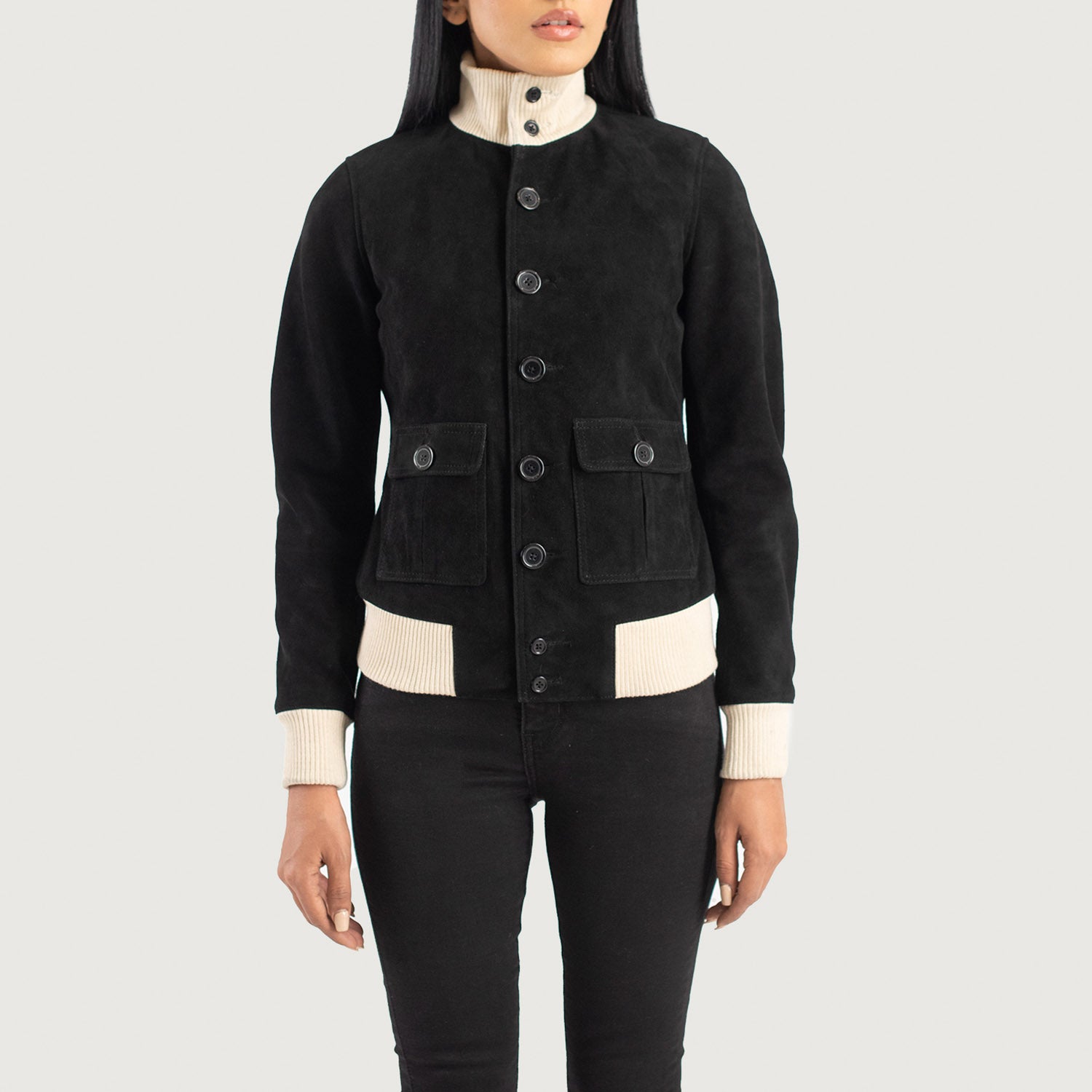 Sasha A1 Suede Bomber Leather Jacket