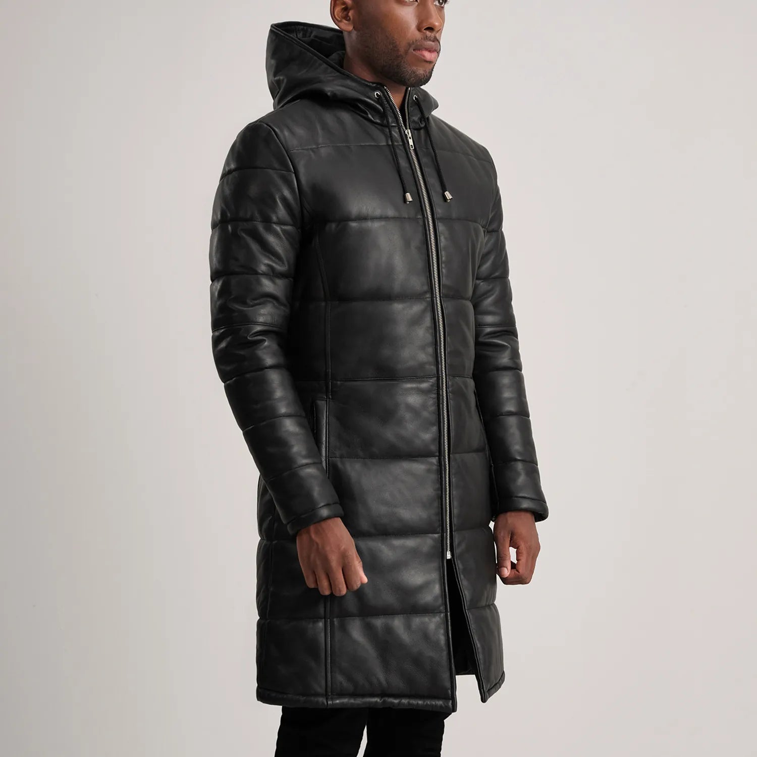 Floyd Hooded Leather Puffer Coat