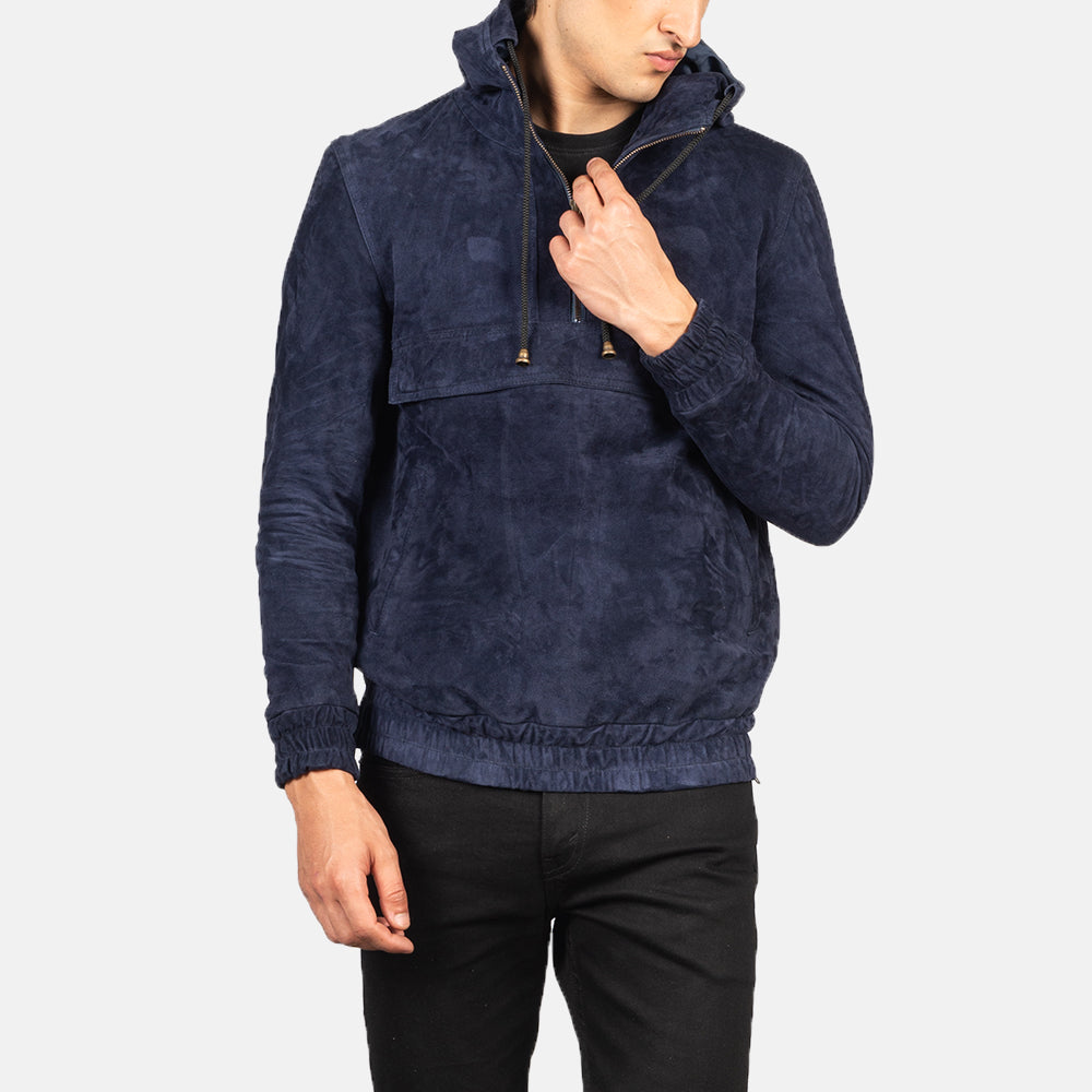 Kenton Hooded Mocha Suede Pullover Jacket