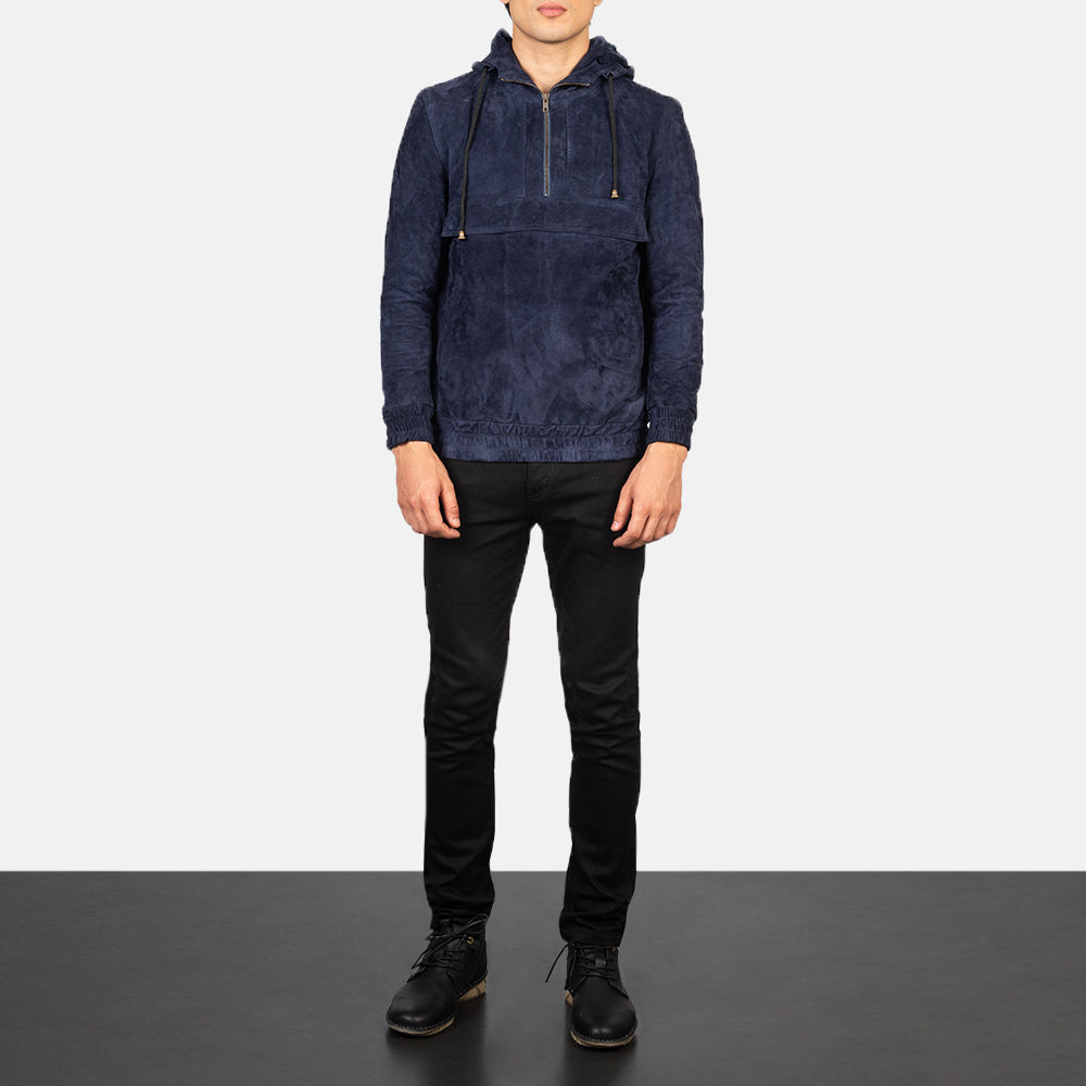 Kenton Hooded Mocha Suede Pullover Jacket