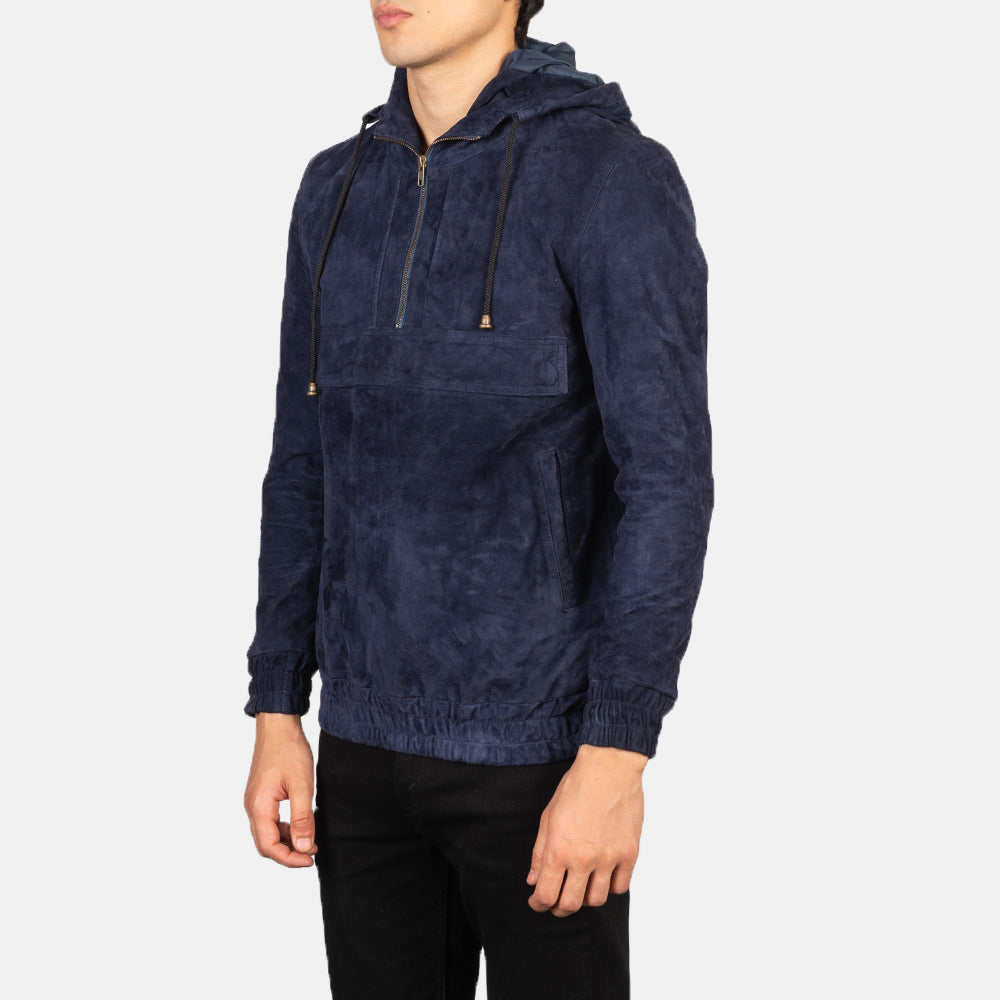 Kenton Hooded Mocha Suede Pullover Jacket