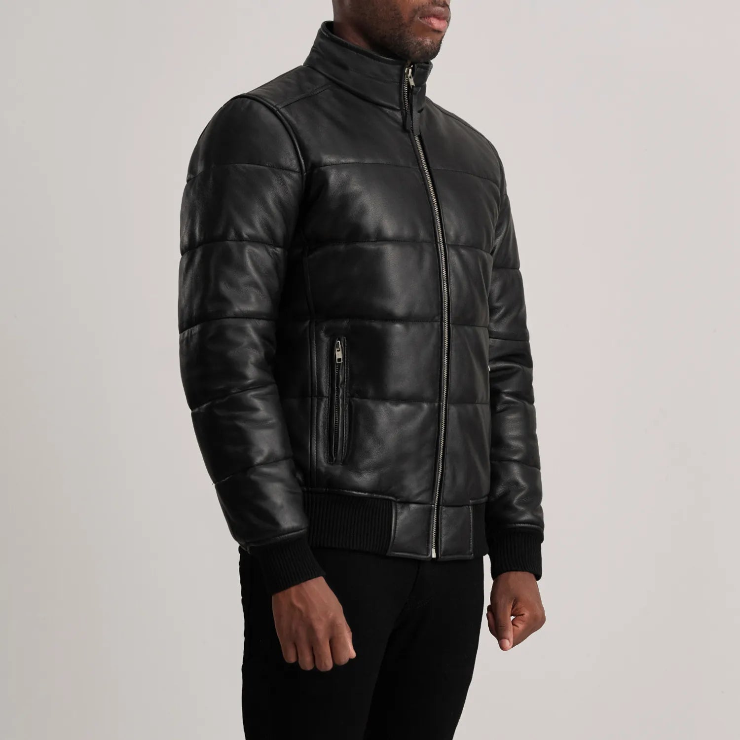 Lucas Leather Puffer Bomber Jacket