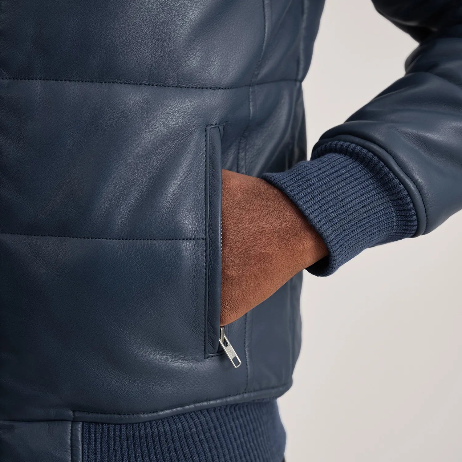 Lucas Leather Puffer Bomber Jacket