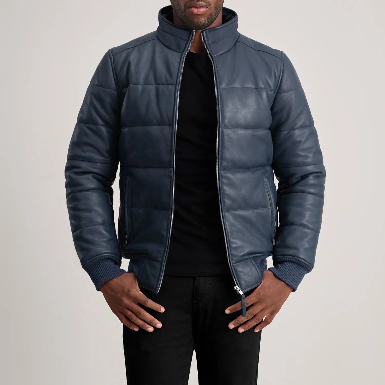 Lucas Leather Puffer Bomber Jacket