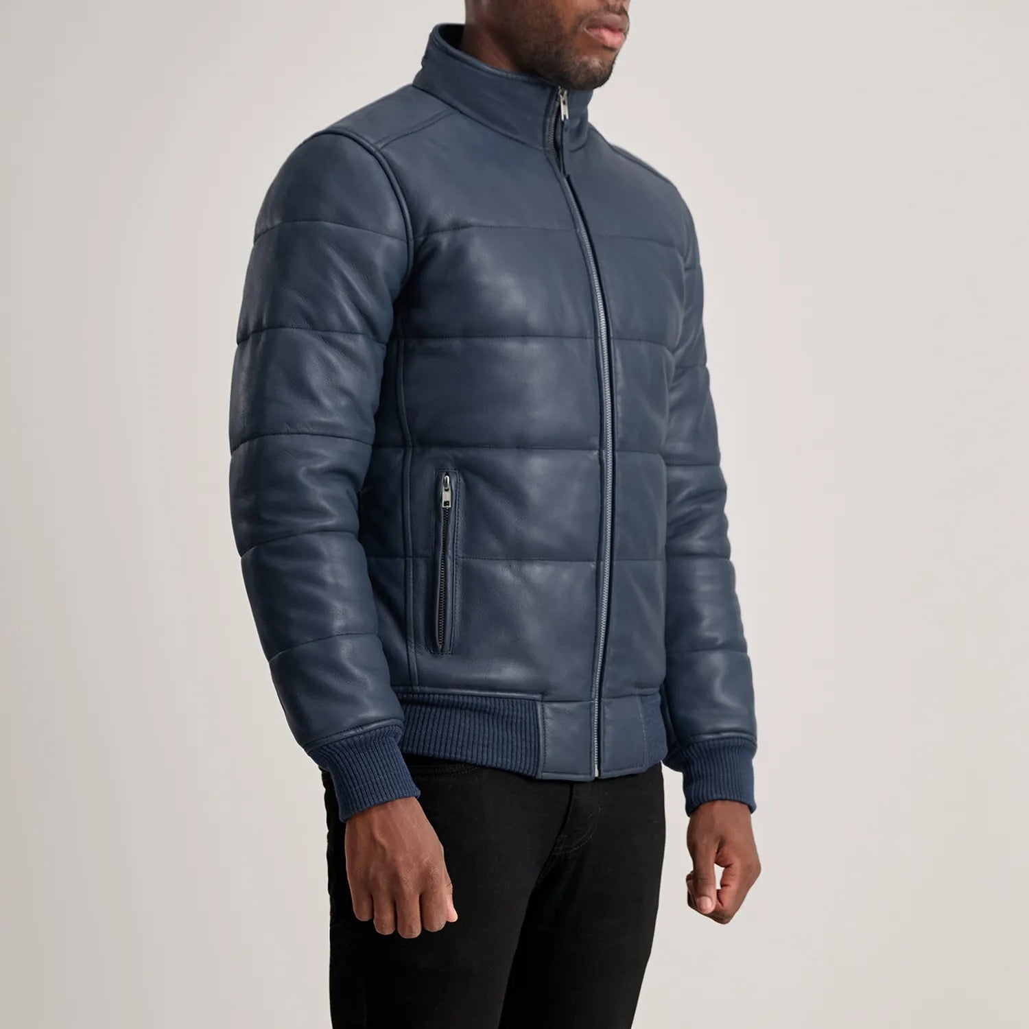 Lucas Leather Puffer Bomber Jacket
