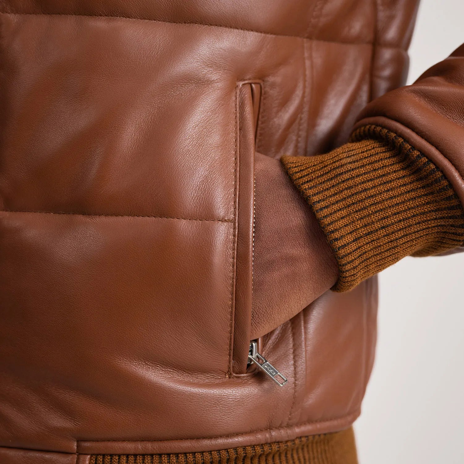 Lucas Leather Puffer Bomber Jacket