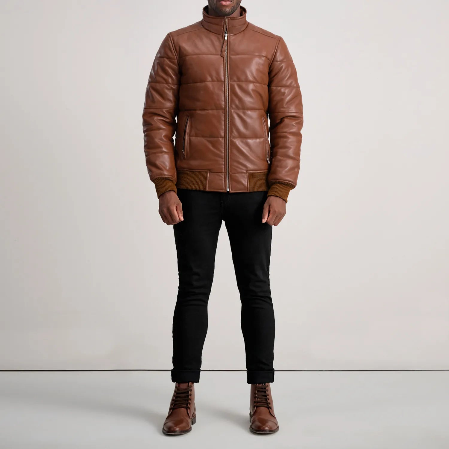 Lucas Leather Puffer Bomber Jacket