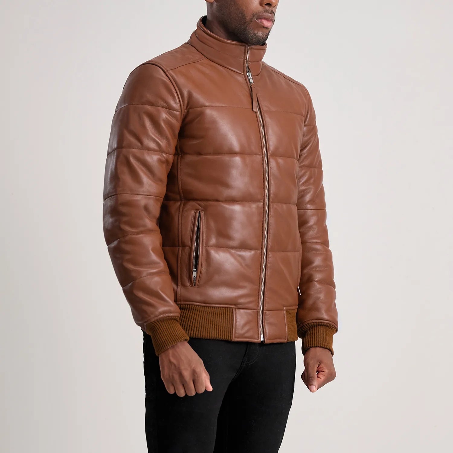 Lucas Leather Puffer Bomber Jacket