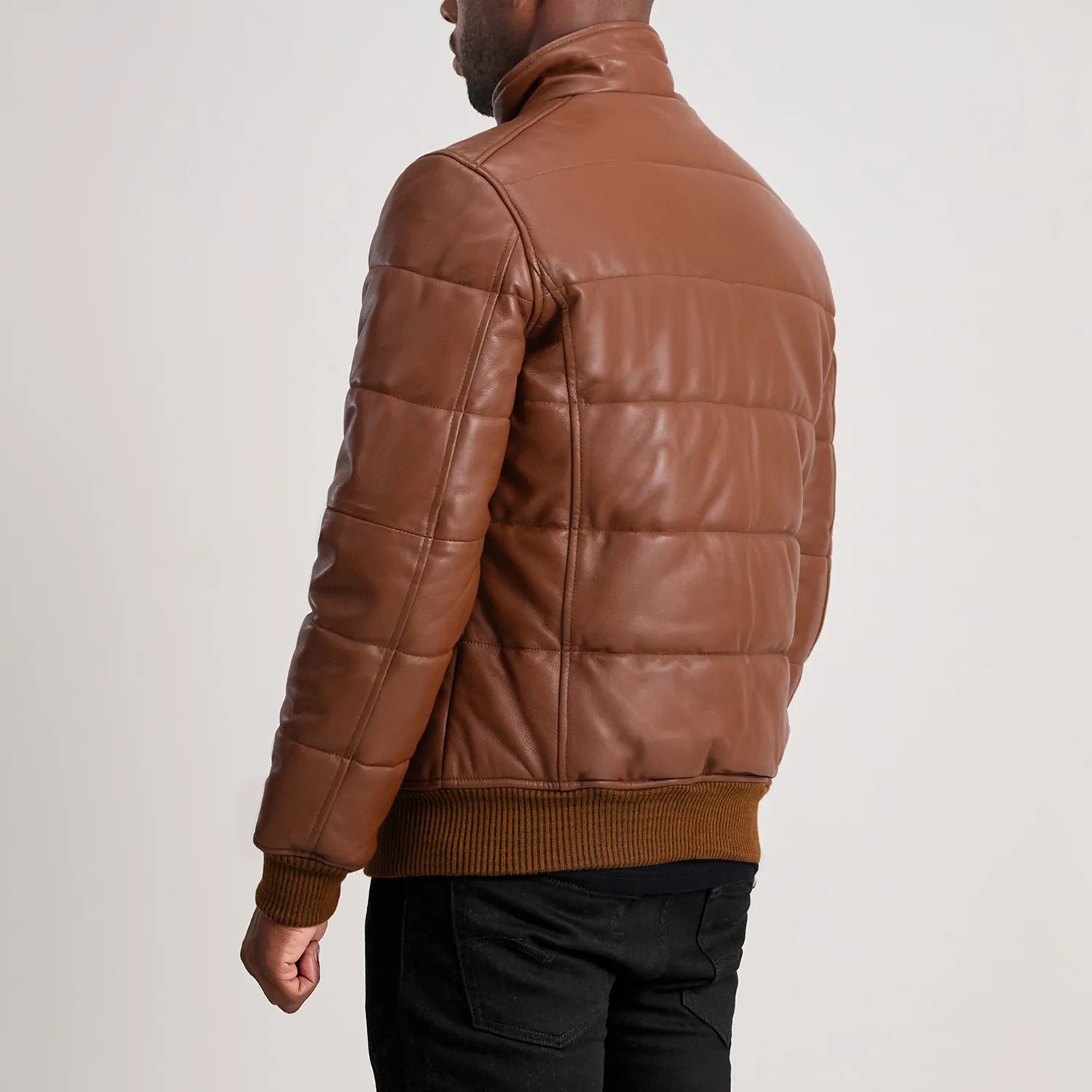 Lucas Leather Puffer Bomber Jacket