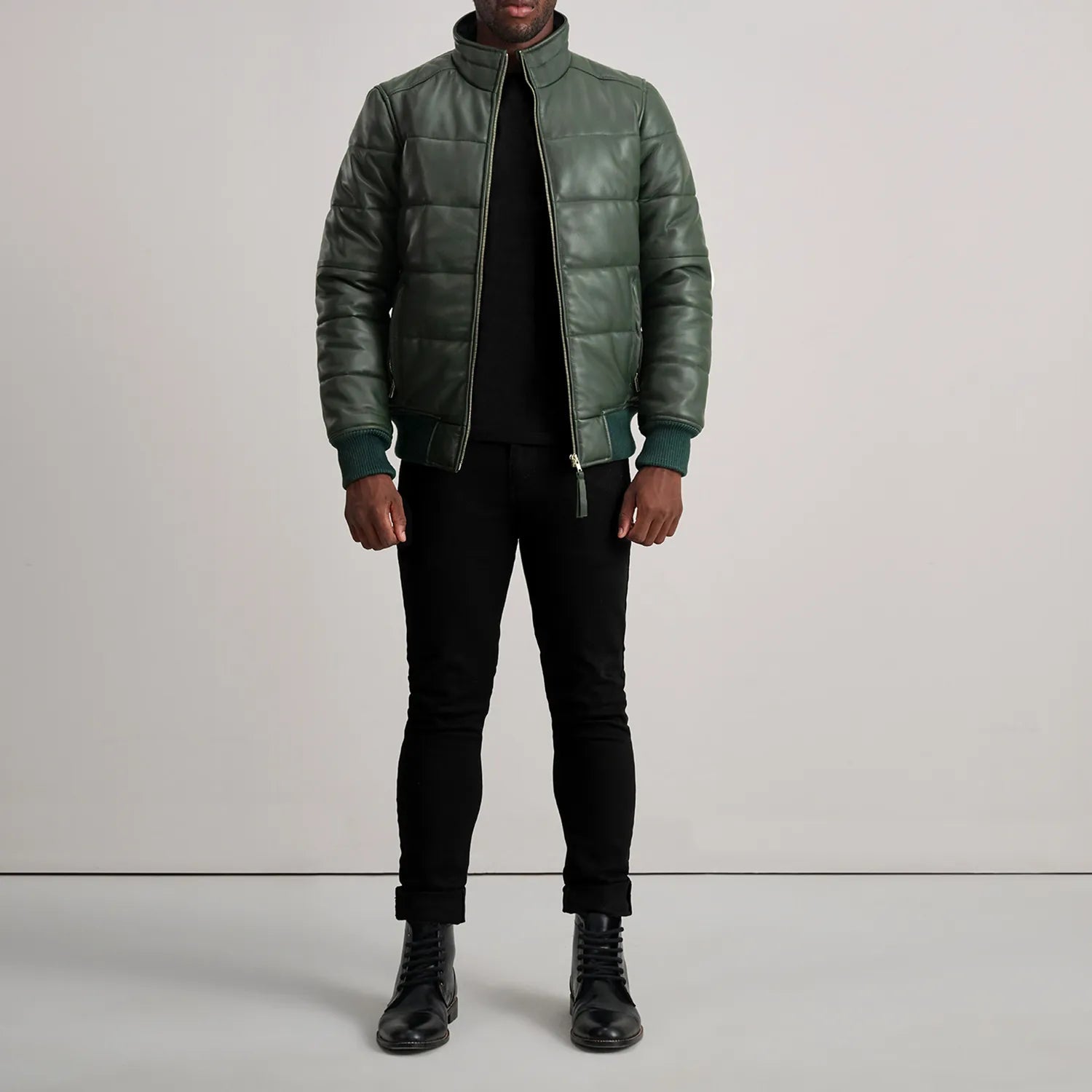 Lucas Leather Puffer Bomber Jacket