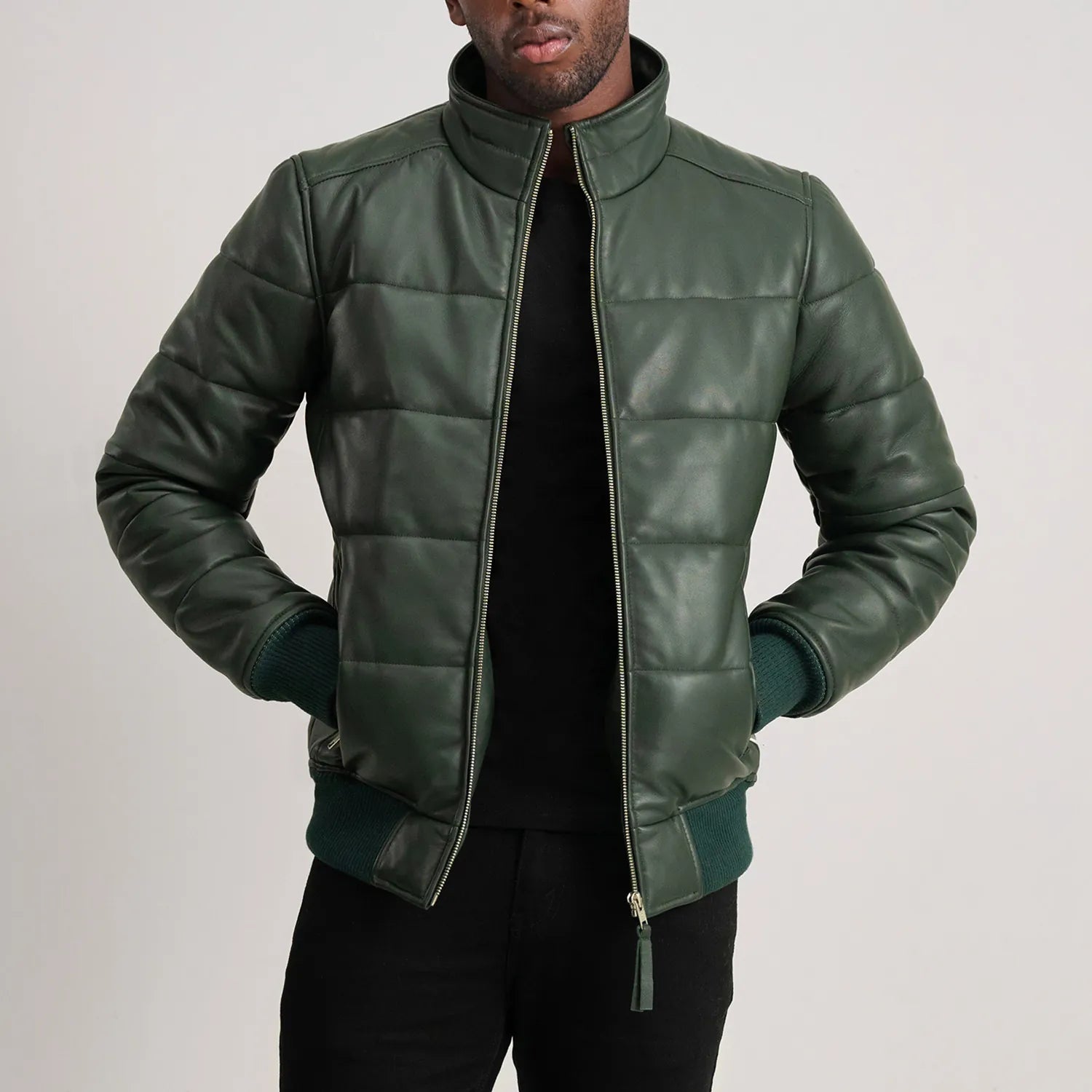 Lucas Leather Puffer Bomber Jacket