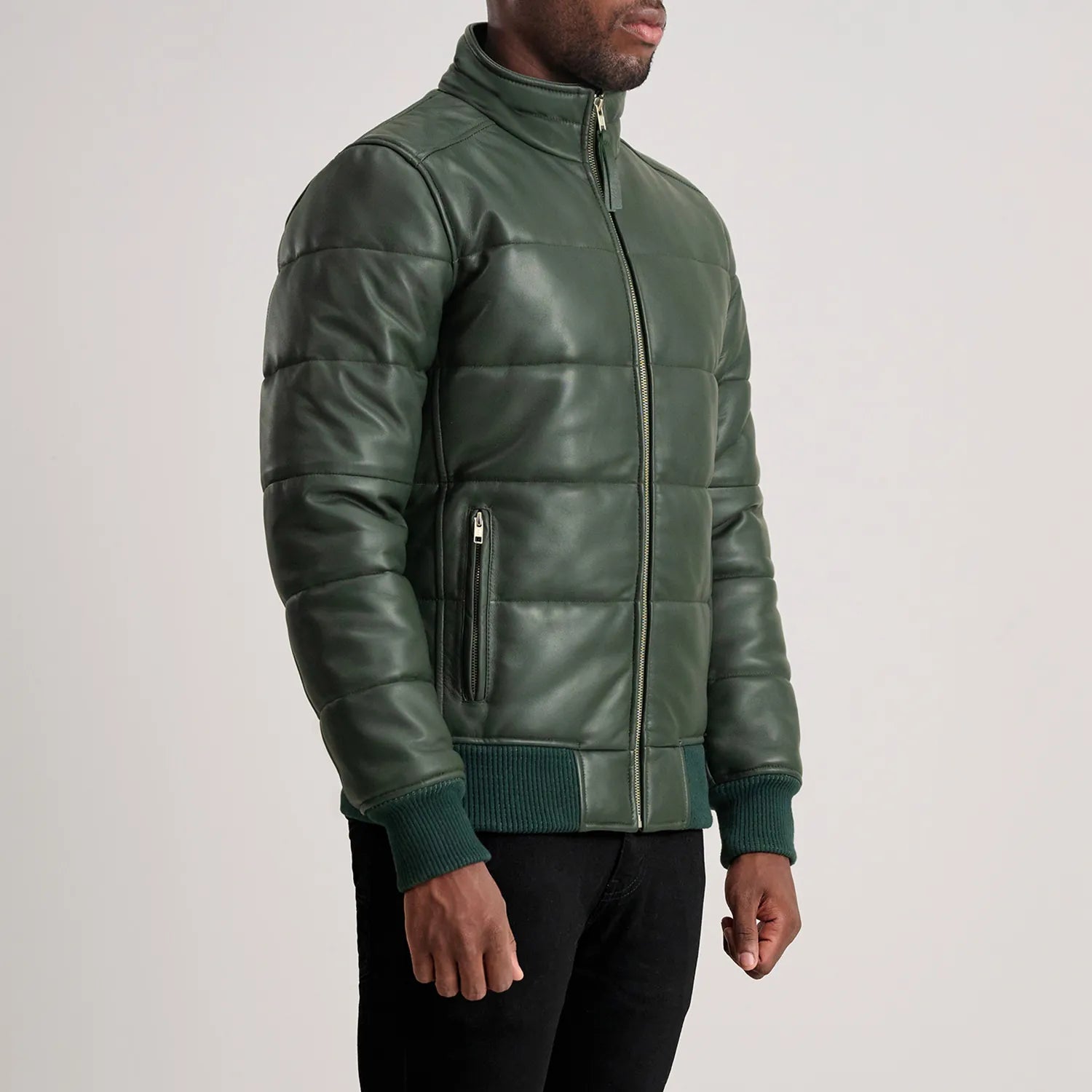 Lucas Leather Puffer Bomber Jacket