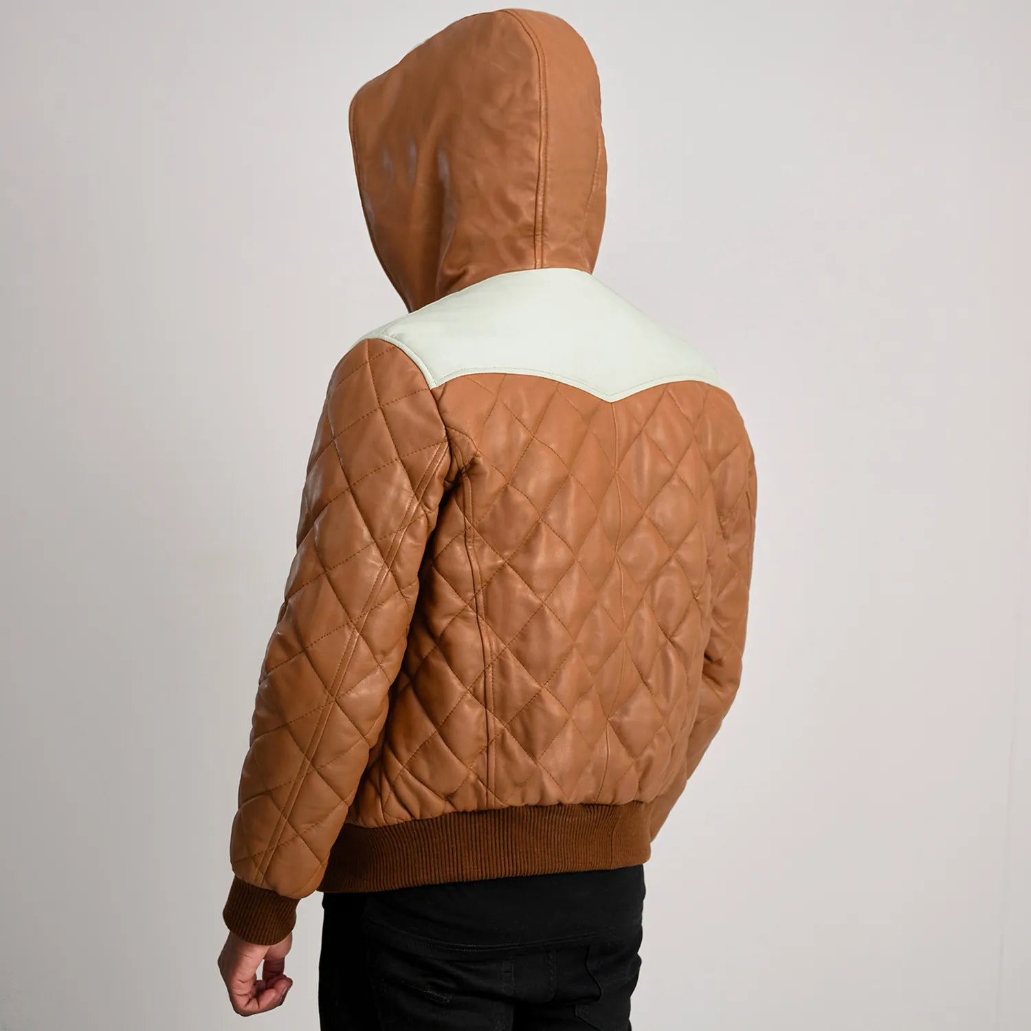 Norman Hooded Bomber Leather Puffer Jacket