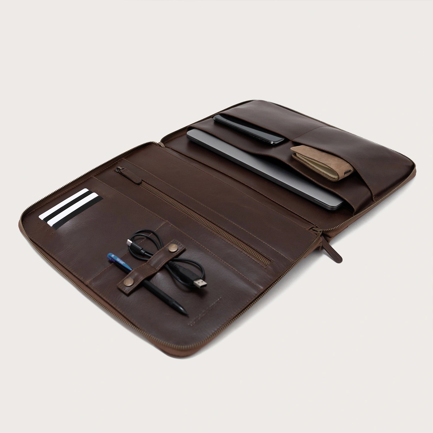 Vintage Brown Leather Folio Organizer
