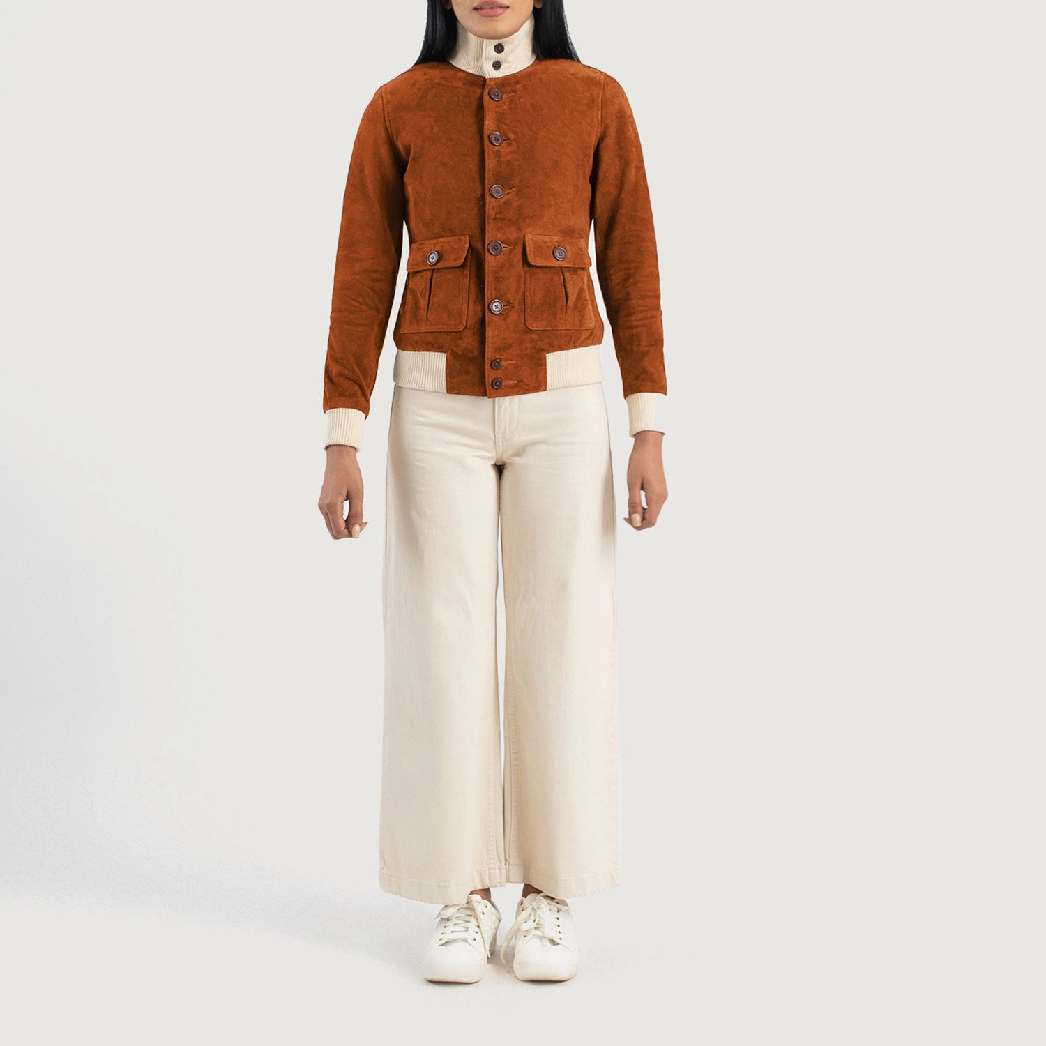 Sasha A1 Suede Bomber Leather Jacket