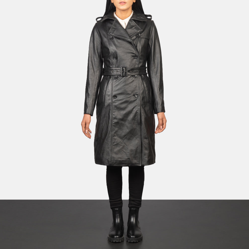 Alice Double Breasted Leather Coat For Women