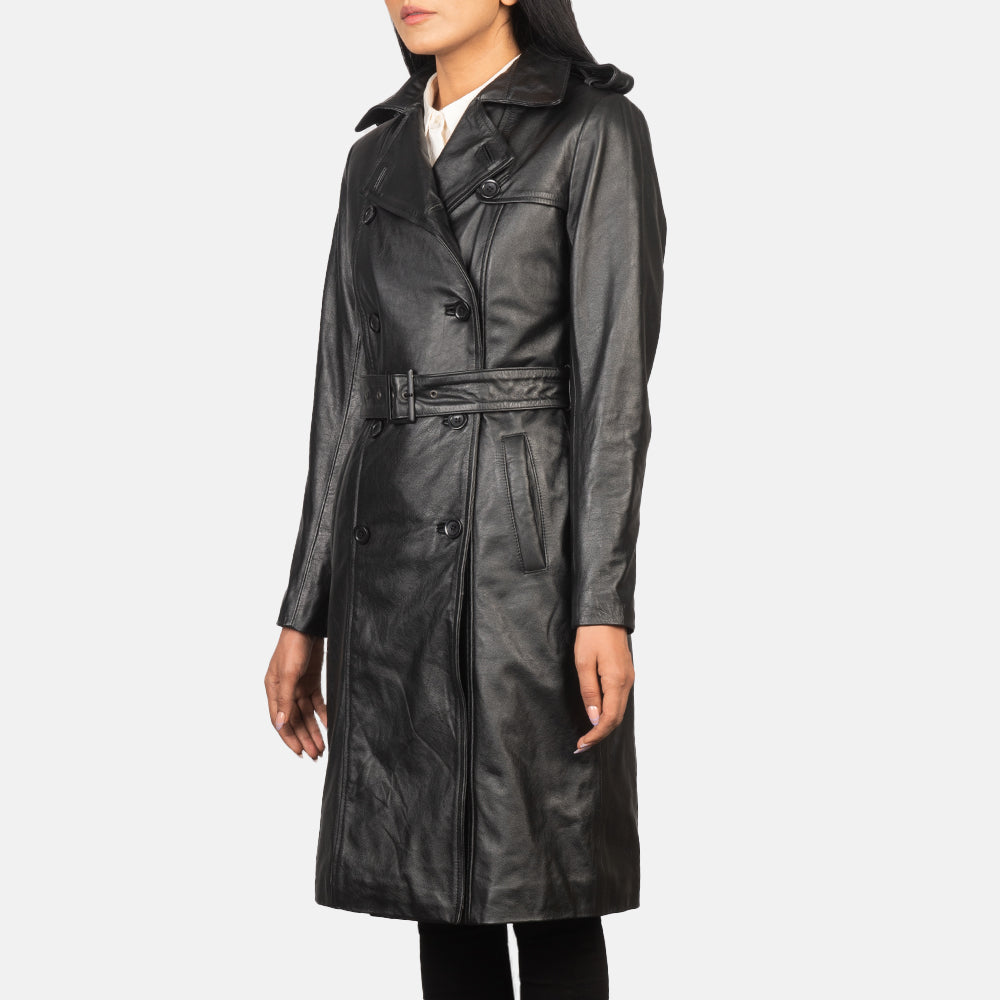 Alice Double Breasted Leather Coat For Women