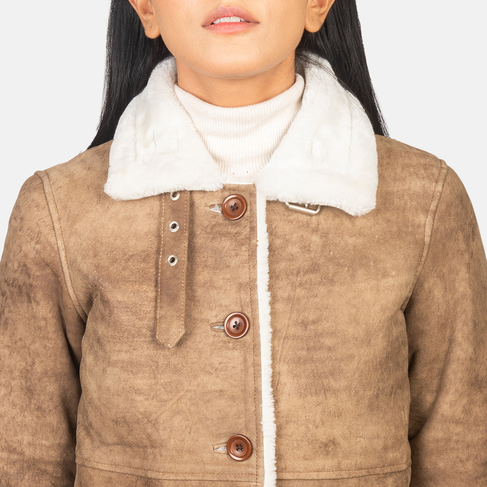 Alina Shearling Leather Coat For Women