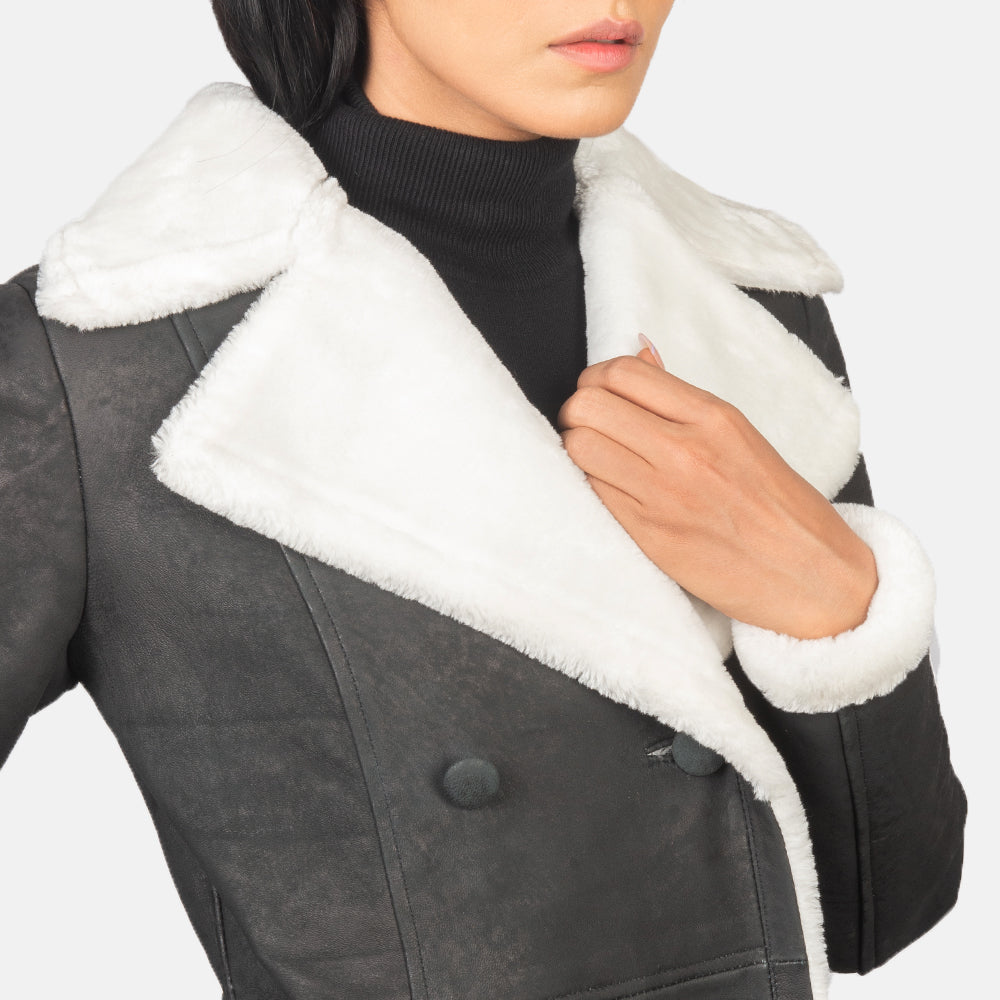 Amie Double Breasted Shearling Coat For Women