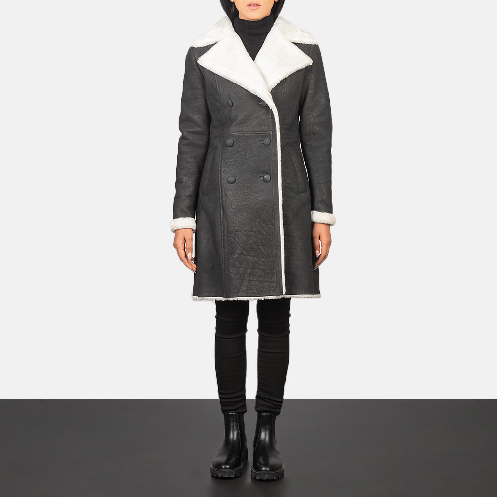 Amie Double Breasted Shearling Coat For Women