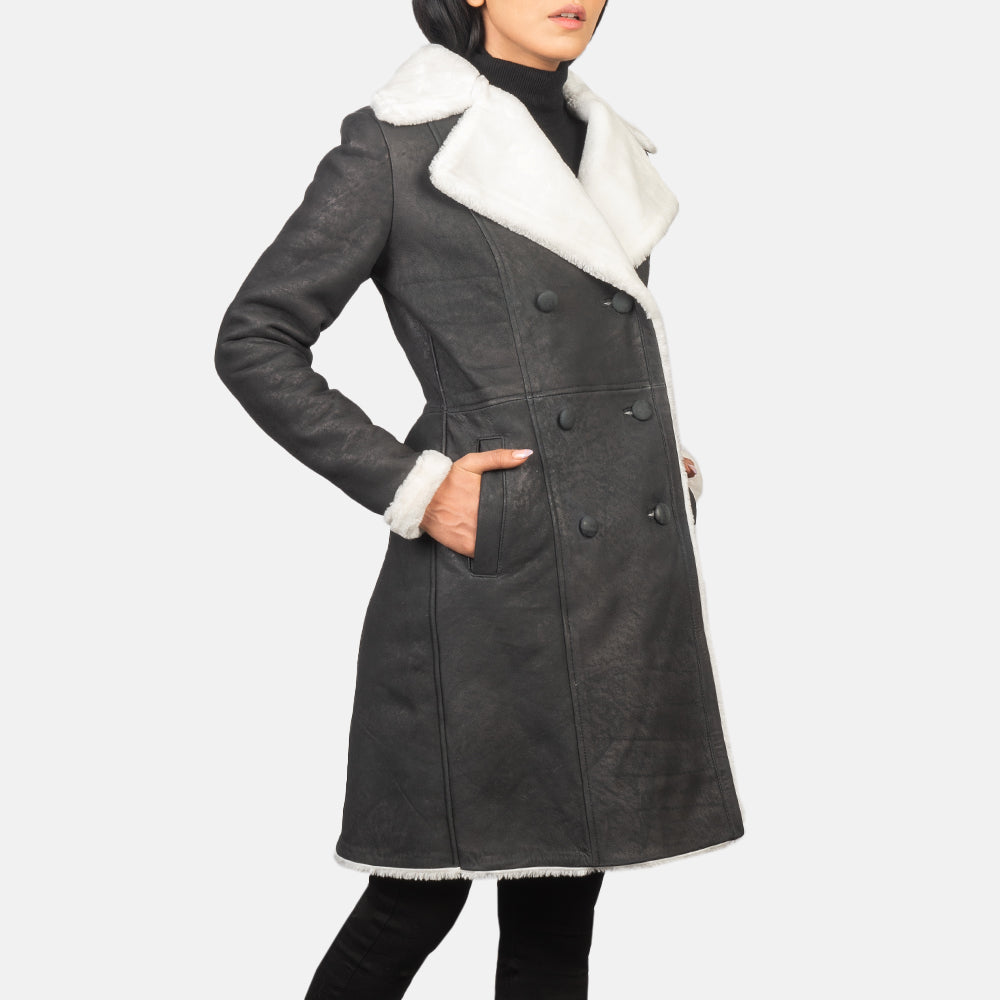 Amie Double Breasted Shearling Coat For Women